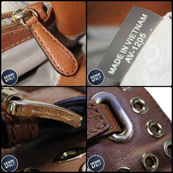 MICHAEL KORS HAMILTON GROMMET TAN/BROWN LEATHER SATCHEL SHOULDER HANDBAG | EUC🤎 - Picture 13 of 16